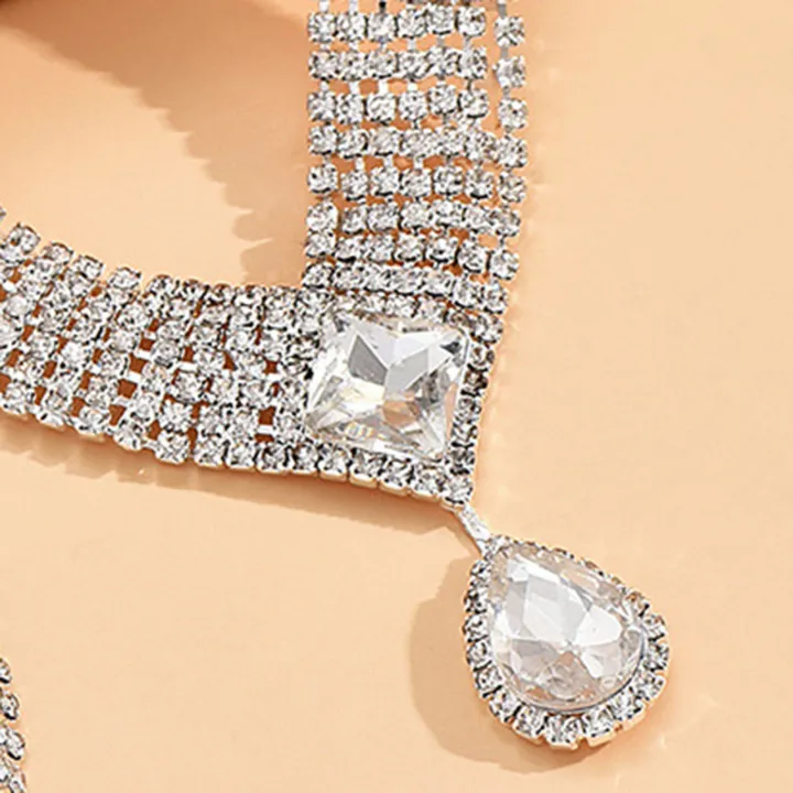 Wedding%20Jewelry%20Set%20High%20Gloss%20Full%20Imitation%20Jewel%20Bracelet%20Earrings%20Necklace%20Set%20-%20Image%203