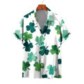 Hawaii Men's Beach Shirts Men Women Couple's Shirt Four-leaf Clover 3d Printed Lapel Short Sleeve Shirt Floral Shirts Tops.