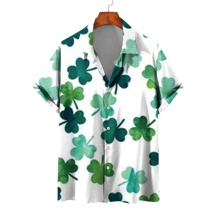 Hawaii%20Men's%20Beach%20Shirts%20Men%20Women%20Couple's%20Shirt%20Four-leaf%20Clover%203d%20Printed%20Lapel%20Short%20Sleeve%20Shirt%20Floral%20Shirts%20Tops%20-%20Image%205