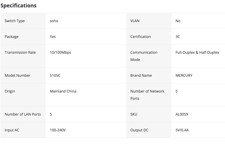 MERCURY%20S105C%20Ethernet%20Switch,Mini%205%20Port%20Desktop%20Ethernet%20Network%20Switch,10/100Mbps%20LAN%20Hub,Small%20,Plug%20and%20Play,Easy%20Setup%20-%20Image%208