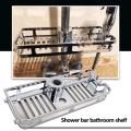 Bathroom Storage Rack Shower Tray Organizer Anti Bacteria Shower Shelf Lifting Rod Free Drilling Bathroom Shelf Holder. 
