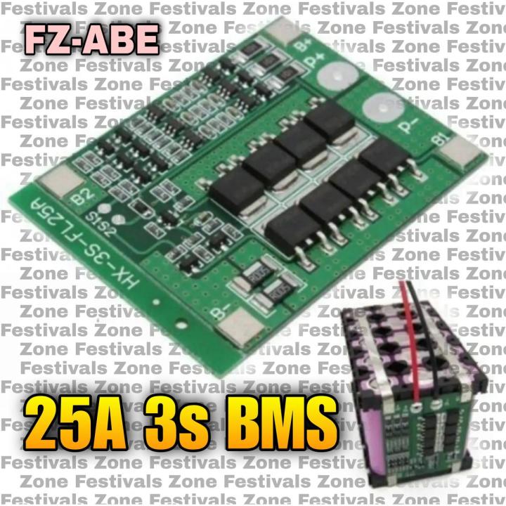 FZ 3S 25A 12V Li-ion 18650 Lithium Protection Board BMS PCB Short Circuit