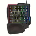 One Hand RGB Gaming Keyboard and Backlit Mouse Combo,USB Wired Rainbow Letters Glow Single Hand Mechanical Feeling Keyboard with Wrist Rest Support, Gaming Keyboard Set for Game. 