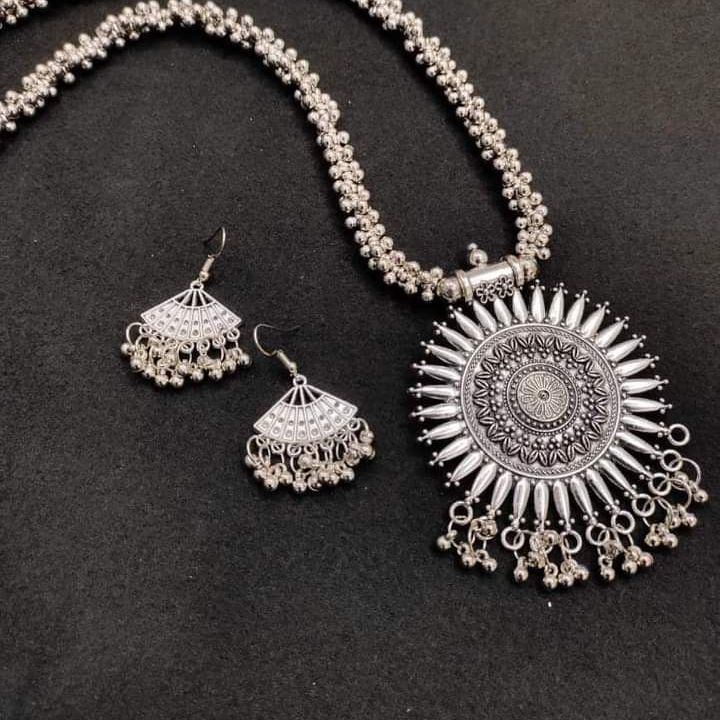 Indian Fashion Oxidised Silver Jewellery Looklike Choker Necklace Set for  Women Girls