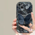 Retro Art Fantasy Butterfly Bracket Phone Case Compatible For Infinix Hot 11 12 10 9 8 Play 30 20 30i 10Lite Smart 7 6Plus 6 5 SPARK GO 10 Note 30 12 G96 Creative Butterfly 3D Wavy Curved Edge Cover. 