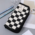 Exceotional Quality - Big Capacity Pencil Case Simple Checkerboard Latis Pencil Bag Stationery Student - Pencil Bag - Vintage Choice. 