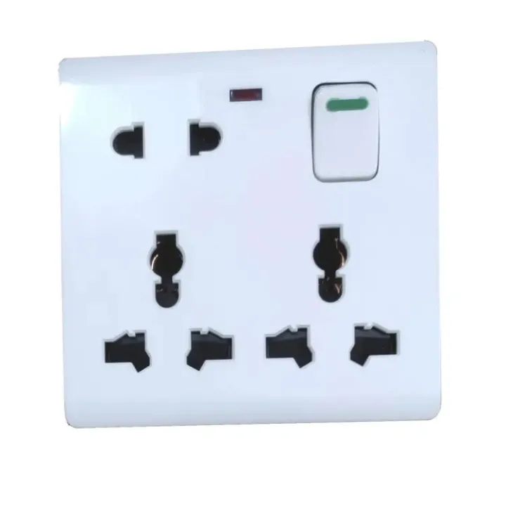 8-pin Multi socket double 3 pin & 2 pin socket MK size universal plug socket 13A 6 pin Plat & round