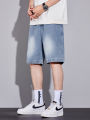 New in Men's Baggy Denim Shorts Starry Sky Fabric Soft Straight Vintage Casual Fashion Wide Short Jeans Streetwear. 