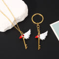 Cartoon Anime Card Captor Sakura Necklaces Key Chain Cardcaptor Sakura Clow Charm Pendant KINOMOTO Sealing Wand Statement Gift.