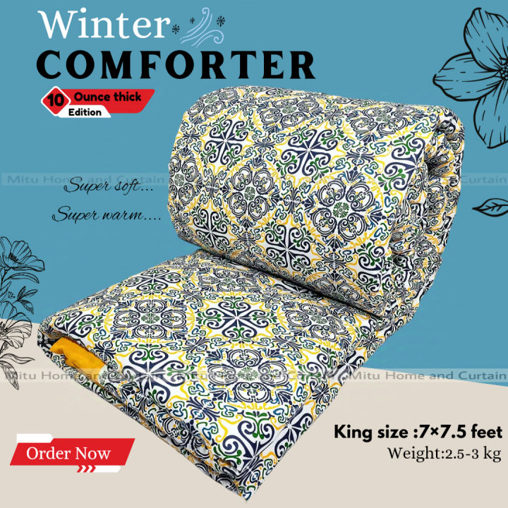 Comforter King size Exclusive Comforter with full cotton fabric 84*90 inch European cube style (1pcs Box)