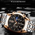 POEDAGAR Men Watches Stainless Steel Waterproof Luminous 2021 Fashion New Rose Gold Wristwatch Business Top Luxury Quartz Watch. 