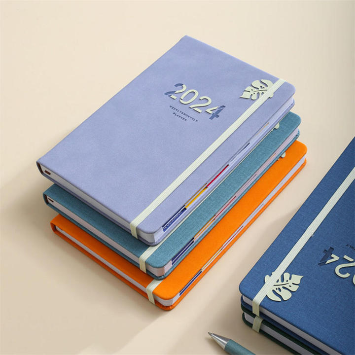 English 2024 Planner Diary Versatile Paper A5 A5 Strap Notebook Hardcover 2024 Year Notepad for Office Supplies School Supplies