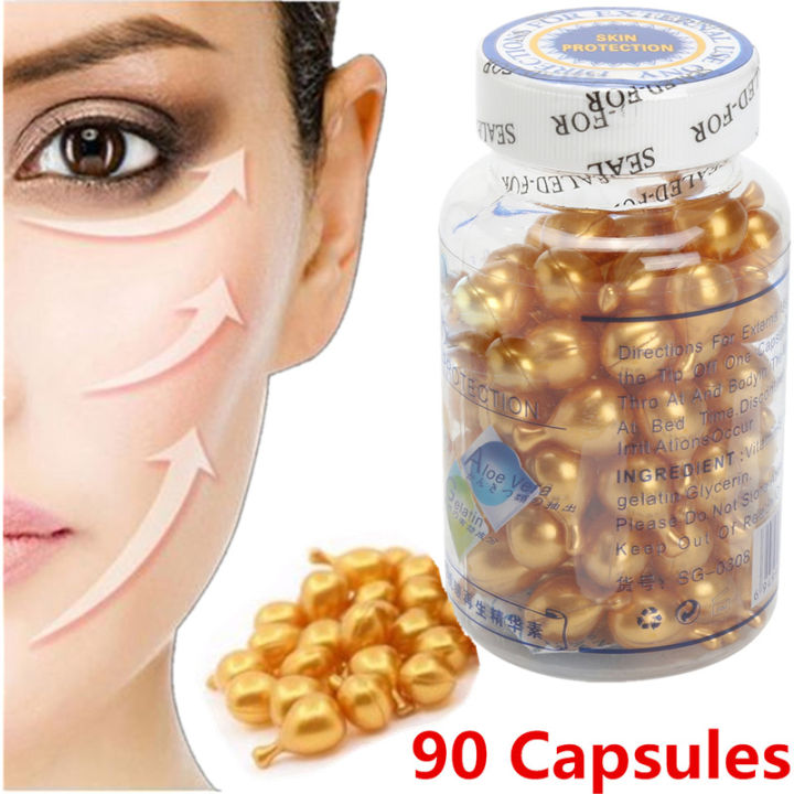 Vitamin E Extract Capsules Cream Ve Serum Facial Korean Makeup Skin Care 90Pcs/bottle AOutlierA