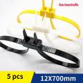 5Pcs/Lot 12mmx700mm 12x700 12*700 plastic  Double Flex Cuff Disposable  zip tie Nylon cable ties. 