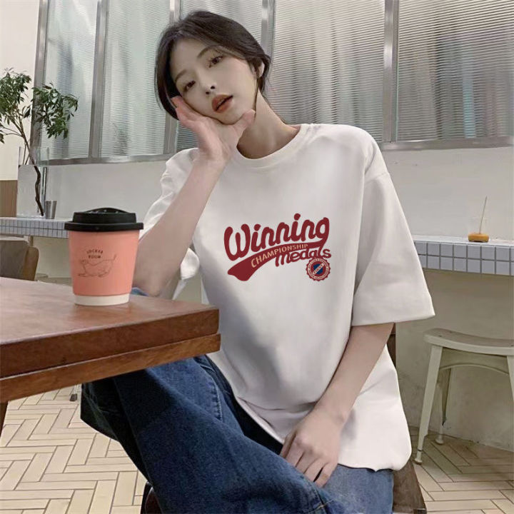Summer%20New%20100%25%20Cotton%20Short%20Sleeve%20T%20T-shirt%20Female%20Student%20Korean%20Style%20Loose%20ins%20Women's%20Fashionable%20Mid-Length%20Half-Sleeve%20Top%20-%20Image%203