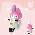 Anime Building Blocks Toys Melody Cycling Kuromi Building Blocks Ornaments For Home Decoration.