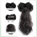 Wig Women's Long Hair Detachable Bow High Ponytail Grip TikTok Same Style Water Ripple Low Tie Wig Braid. 