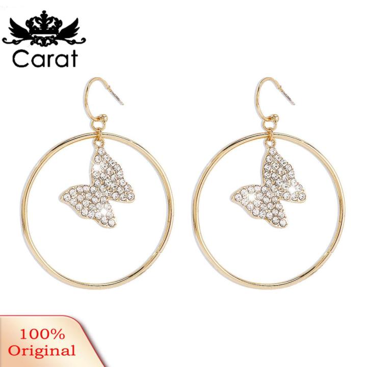 Carat Drop Earrings Sparkling Rhinestone Butterfly Dangle Drop Earrings Fashion Accessories