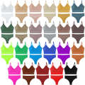 French for women with no steel ring gathered bra, thin and sexy back, triangular cup sports bra two-piece set.