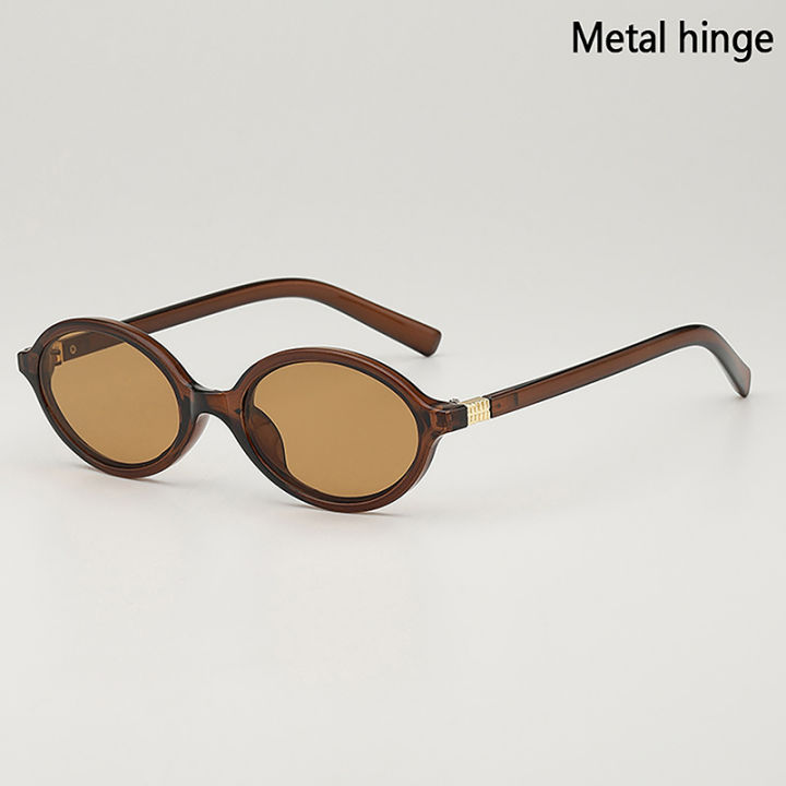 Vintage Sunglasses For Woman Men Retro Oval Shape Small Frame UV Protection Glasses Personality Narrow Framed Sun Eyeglasses