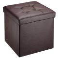 Square Shape PU Leather Rest Stool 14"14"14" Brown.