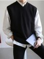 Gmiixder Sleeveless Sweater Vest Hong Kong Style Autumn Men's Loose Solid Bottoming Shirt V-neck Sweater Korean Trend Waistcoat.