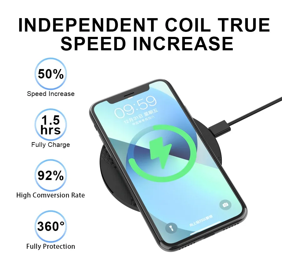 10W Qi Wireless Charger for HONOR 90 Lite Tecno Pova 5G Sharp