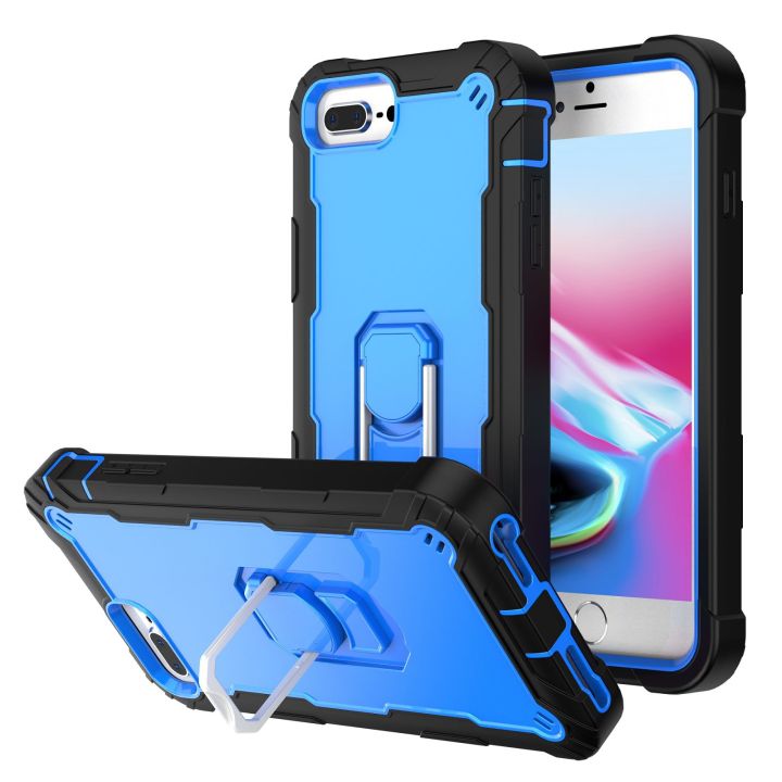 (COD Available)PC + Rubber 3-layers Shockproof Protective Case with Rotating Holder For iPhone 8 Plus / 7 Plus