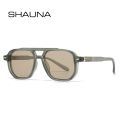 SHAUNA Retro Double Bridges Square Women Sunglasses Shades UV400 Fashion Men Trending Rivets Gradient Sun Glasses. 