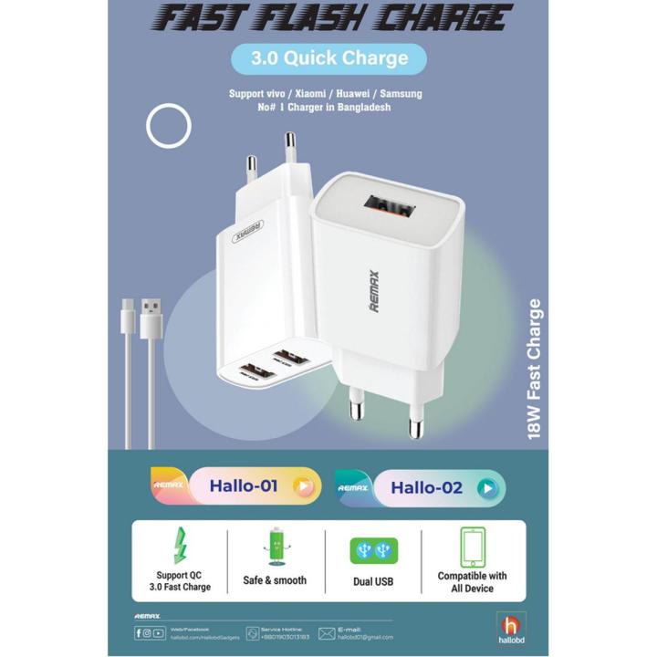 REMAX 18W Travellers Series Charger SET Hallo-02 type c | Daraz.com.bd