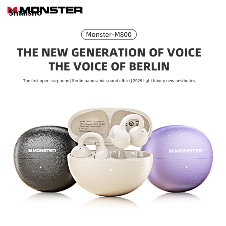 Monster AIRSTAR M800 Gaming Ear Clip Earbuds Wireless Bluetooth 5.4 Music Headphones Noise Cancelling Outdoor Sports Earphones