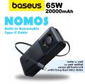 Baseus NOMOS Series 65W 20000mAh Power Bank with Built-in Retractable Type-C Cable, Laptop Portable Charger Built-in Retractable USB C Cable, Fast Charging Battery Pack for Steam Deck, MacBook Pro, iPad, iPhone 16/15 Series, Samsung S23 S22.