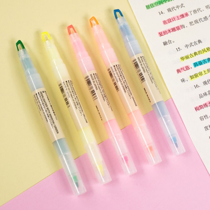 Japanese%20Version%20MUJI%20Stationery%20MUJI%20Fluorescent%20Pen%20Double-Headed%20Window%20Student%20Marker%20Key%20Mark%20Hand%20Account%20Pen%20-%20Image%204