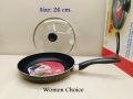 26 cm Kiam Aluminum Non-Stick Deep Frying Pan Lid & Long Handle. Non Stick Fry Pan With Glass Lid. CD:P040..