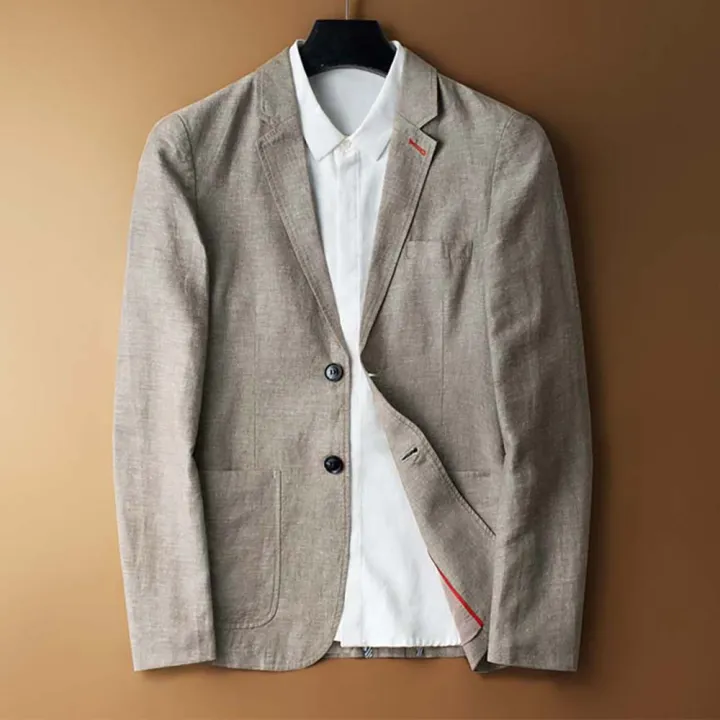 2023%20New%20Fashion%20Summer%20Spring%20Blazer%20Two%20Pure%20Bottom%20Breathable%20Cotton%20Linen%20Coat%20Men's%20Suit%20Jacket%201%20Pieces(%20Only%20Jacket%20)%20-%20Image%202