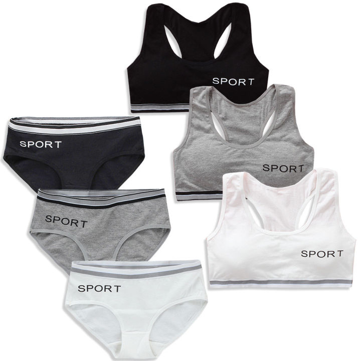 Girls Training Bras Panties Kids Cotton Underwear Sets Teens Students Bra Vest and Panties Wireless Girls Sports Bra 8-16Y топик