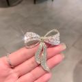 Korean Bow Tie Zircon Rhinestone Brooches Pins Female Simple Personality Fashion Suit Collar Pin Corsage Office Broche Pin Gifts.
