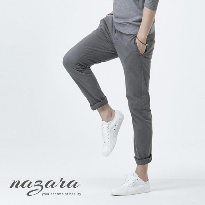 Slim-Fit Chino Gabardine Pants - Gray