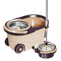 Premium 360 degree floor cleaning spin mop with wheels and mop bucket mop set wtih removable basket.