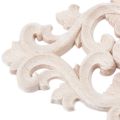 Harmony 2 Pcs Rubber Wood Carved Long Applique Unpainted Flower Walls Cabinets Door Decor Wood Color, 21X15cm & 15cm Type B.