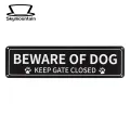 Outdoor Dog Sign Beware Dog Sign Paw Print Gate Closed Durable Aluminum Warning Home Outdoor Beware of Dog Sign. 