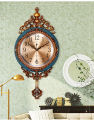 Elegant, Traditional, Decorative, Hand Painted Modern Grandfather Wall Clock Fancy Ethnic Luxury Handmade Decoration, Swinging Pendulum for New Room or Office. Large. 29.5 Inch. coloured gaze gold. 