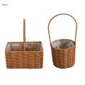 Wicker Rattan Flower Basket, Handwoven Basket with Handle and Insert, Wedding Flower Round. 