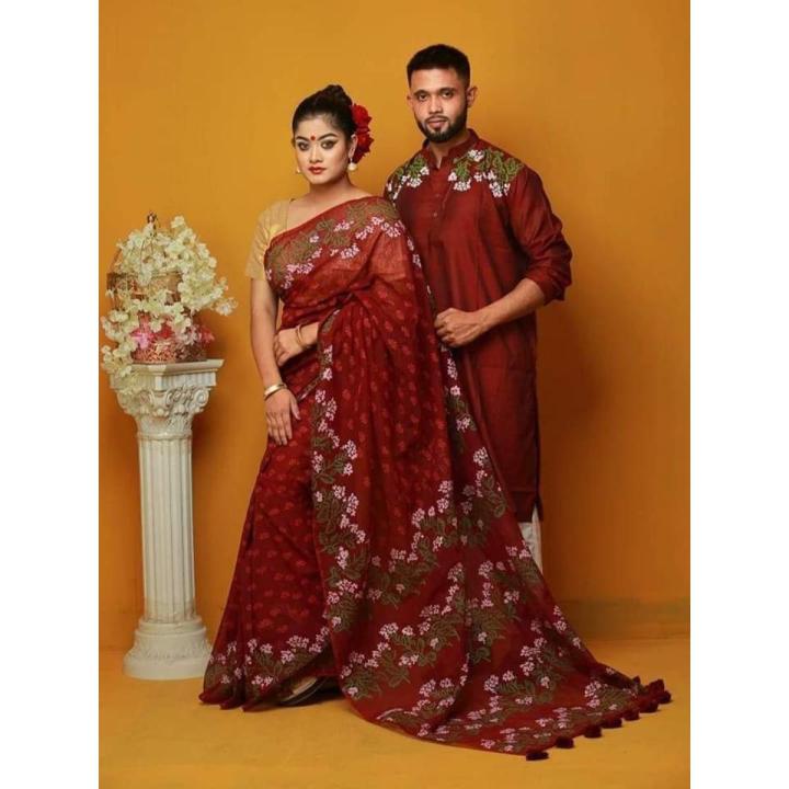 Stylish & fashionable best couple Sharee and panjabi for men and women