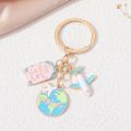 Cute Plane Earth Explore Keychains Luggage Box Key Rings For Women Men Adventurer Bast Friendship Gift Handmade DIY Jewlery. 