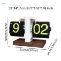 Digital Flip Down Clock Wood Base Retro Design Automatic Page.