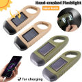 1/2PCs LED flashlight hand crank solar powered rechargeable survival gear self powered charging torch dynamo for outdoor camping. 