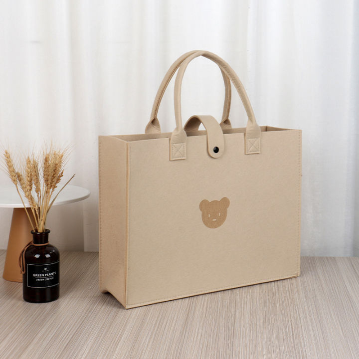 WholesaleinsSimple%20Bear%20Felt%20Handbag%20Large%20Capacity%20Totes%20Cute%20Cartoon%20Pure%20Color%20Thickened%20Felt%20Bag%20-%20Image%202