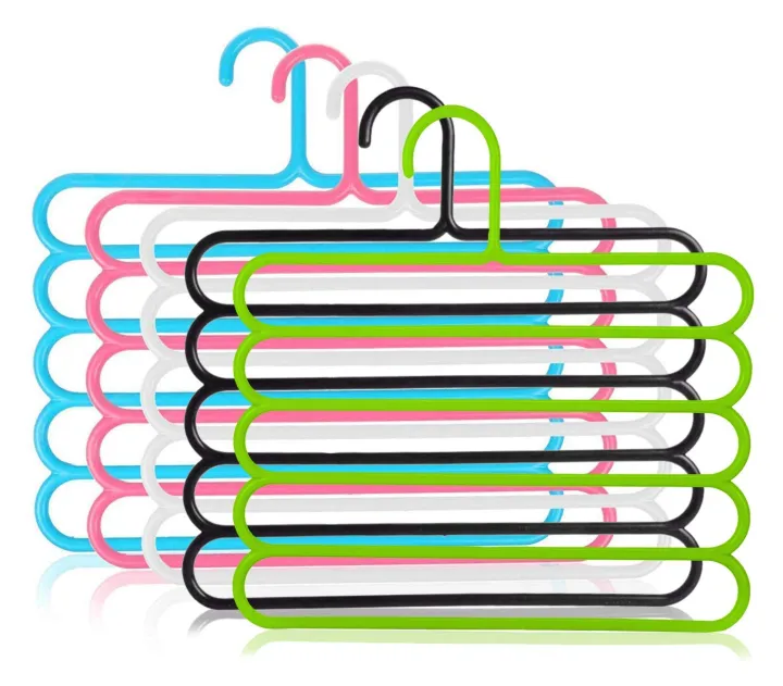 Plastic%205%20Layers%20Trouser%20Hanger,%20Hijab%20Hanger%20For%20Cloth%20Hanging%206Pcs%20=%20Multicolor%20-%20Hanger%20-%20Image%204