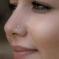 White Stone Nose Ring Single Piece Fashion Jewelry Accessory.